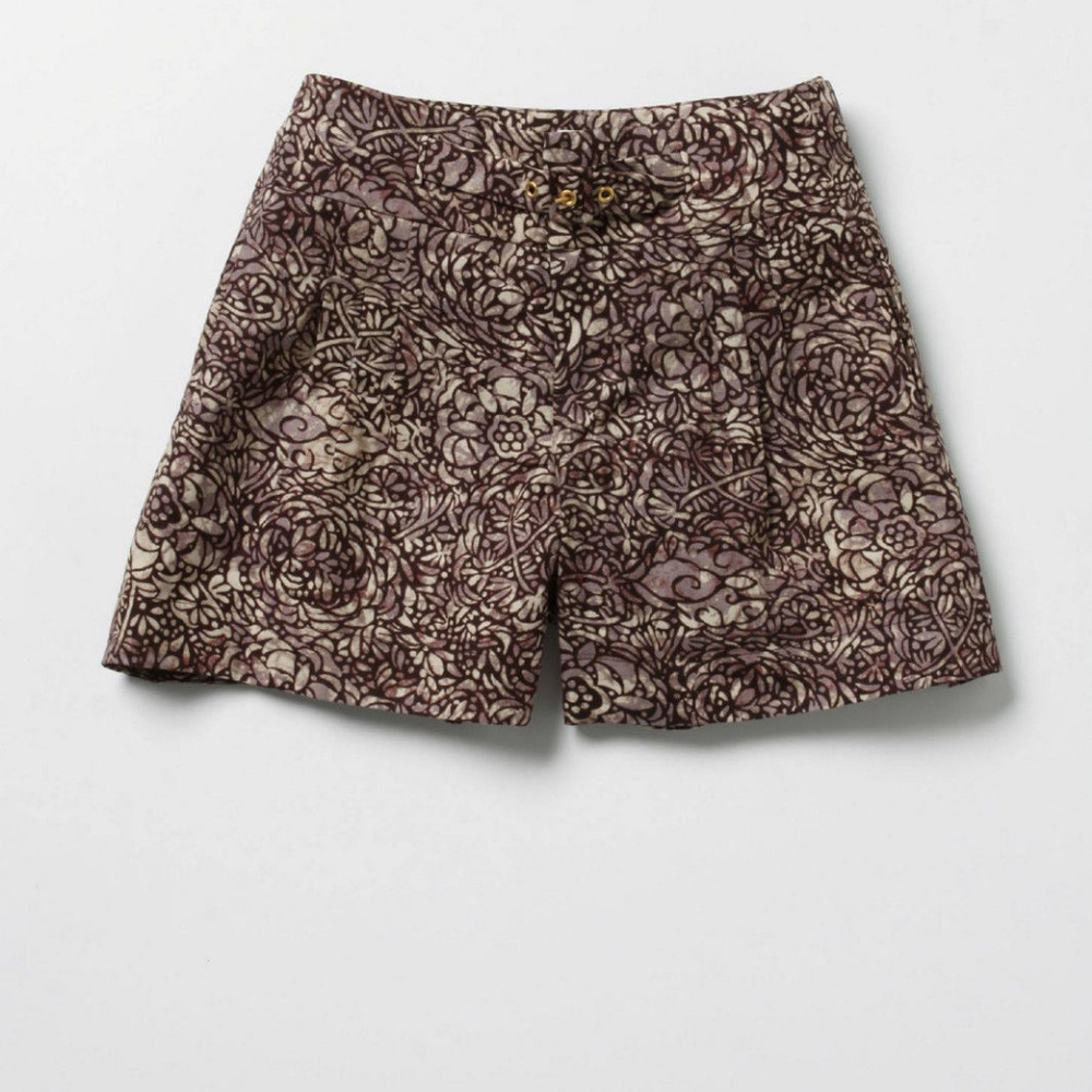 Anthropologie Doodle Shorts Printed Cotton Linen By Coquille size 4 BRAND NEW